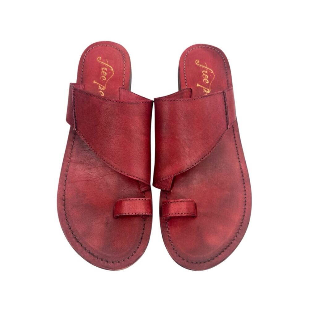 Free People Sant Antoni Cherry Red Sandal Sz 38 - Picture 3 of 6